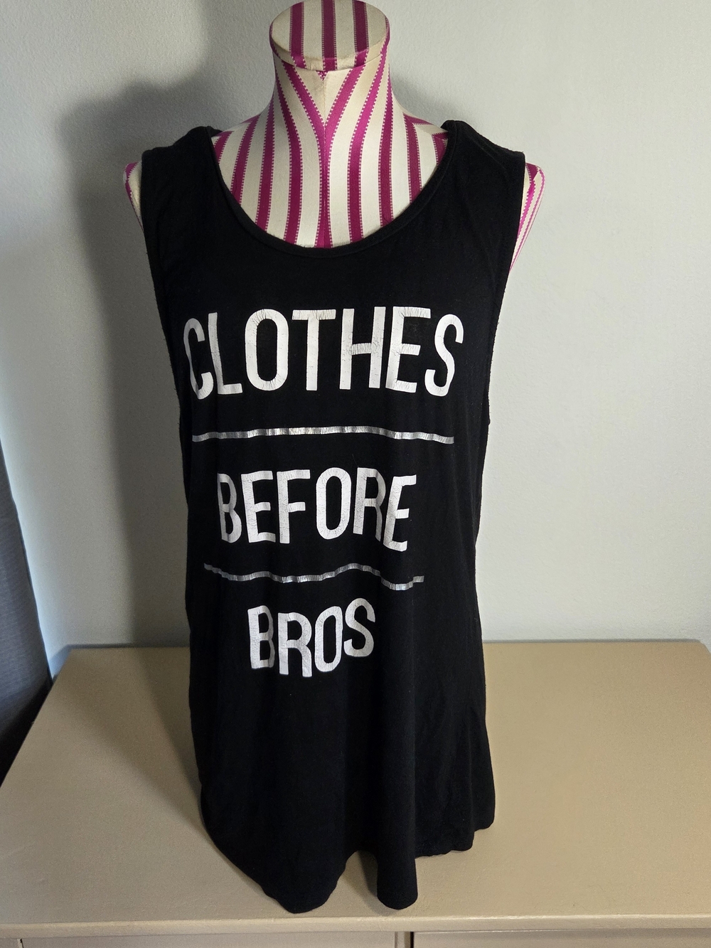 Miss Chievous Clothes Before Bros Black Graphic Tank Top Women's Size Large L
